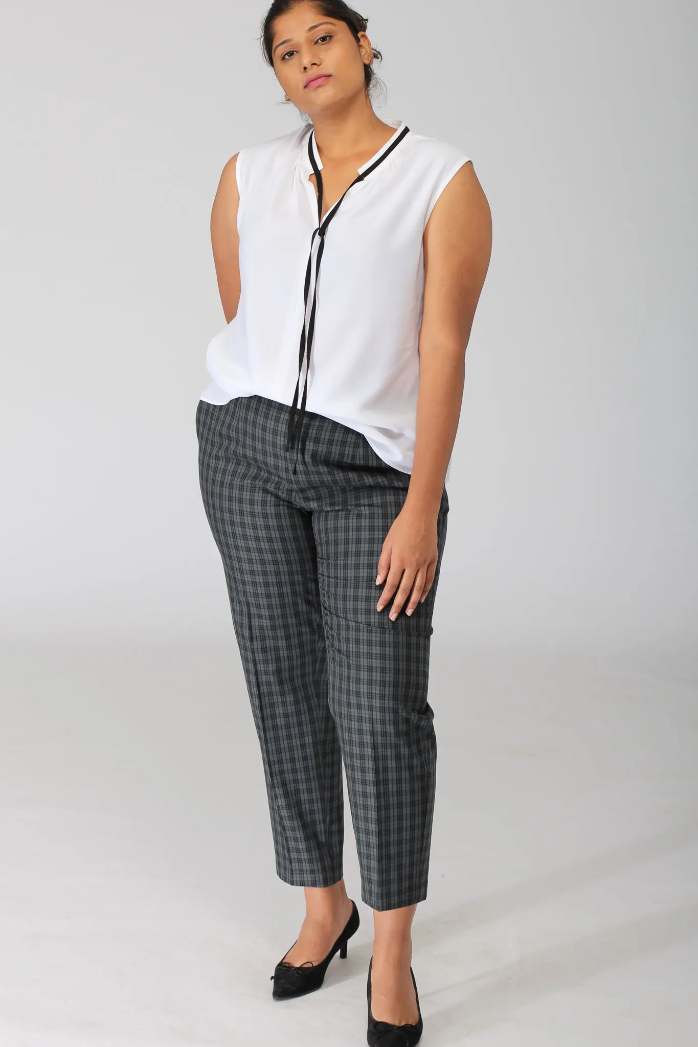 Green Plaid Checks Cotton Pants