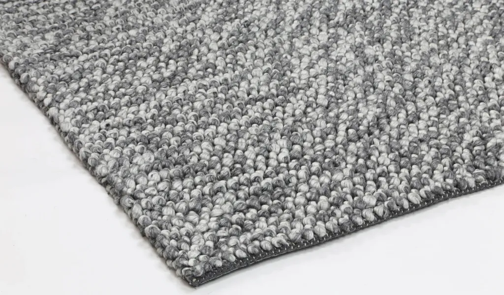 Halo Charcoal Loop Pattern Wool Blend Rug