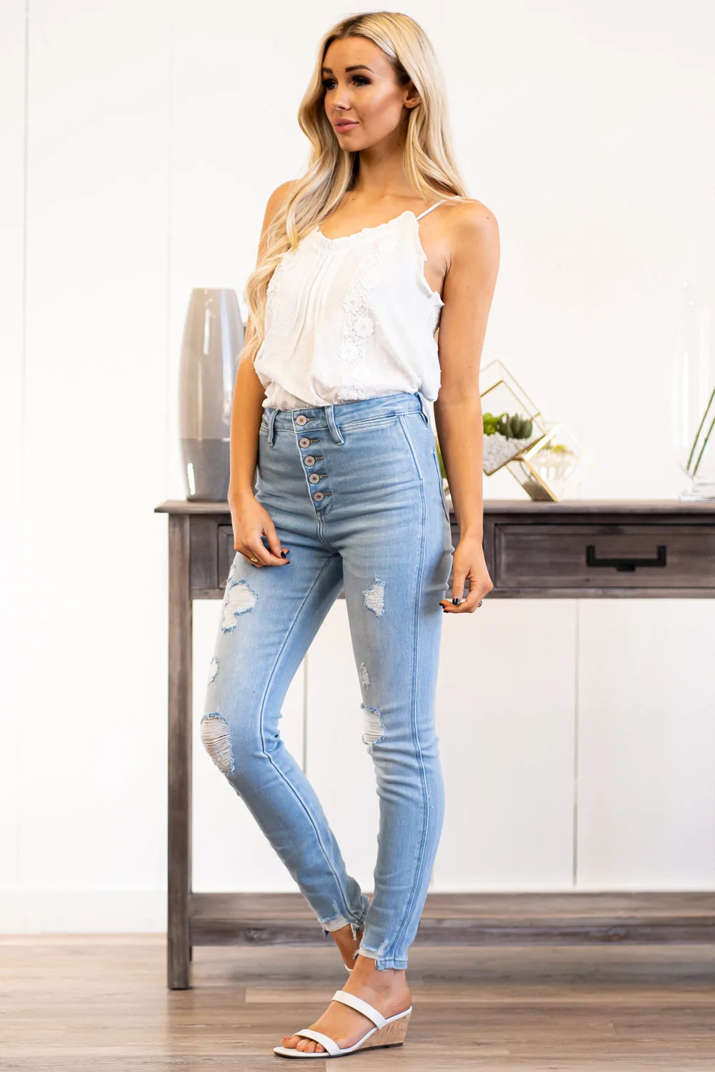 Harper High Rise Button Fly Skinny