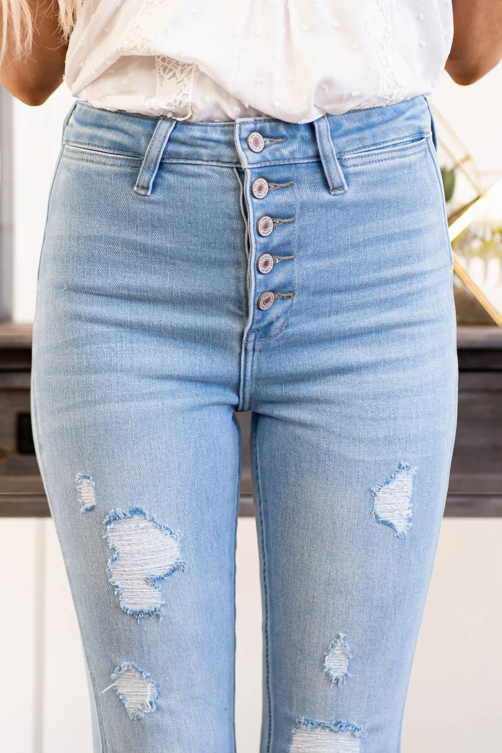 Harper High Rise Button Fly Skinny