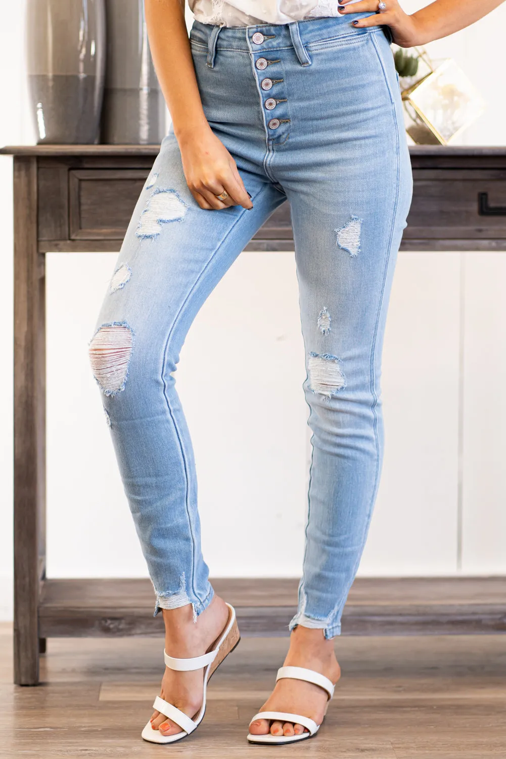 Harper High Rise Button Fly Skinny
