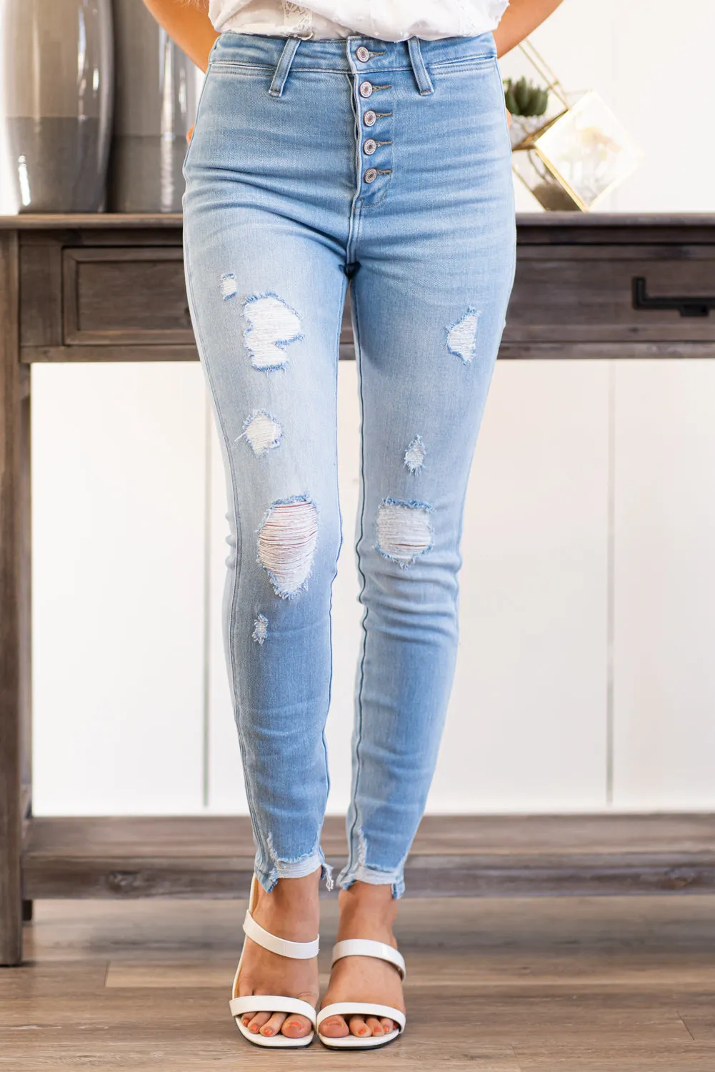 Harper High Rise Button Fly Skinny