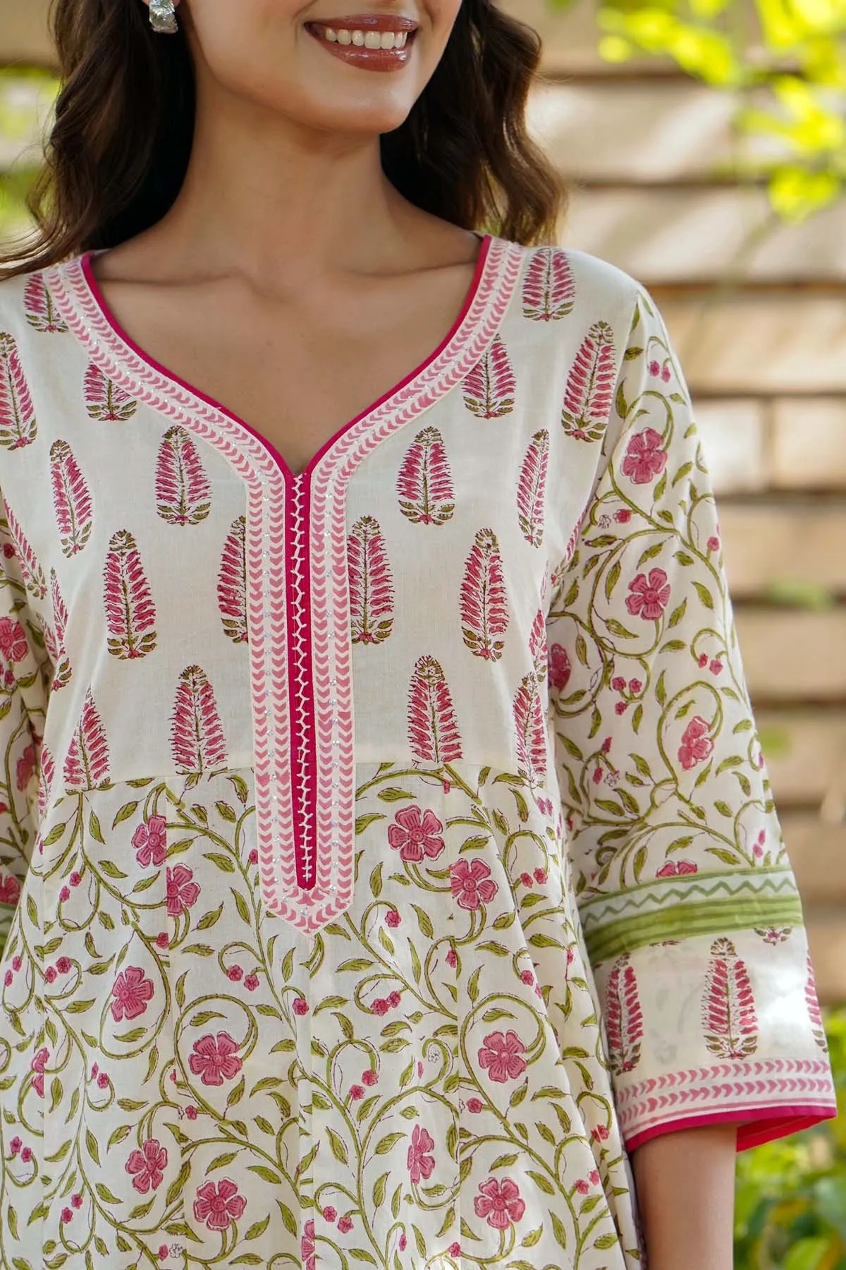 Kalidaar Kurta/Pant Set in Cream Color