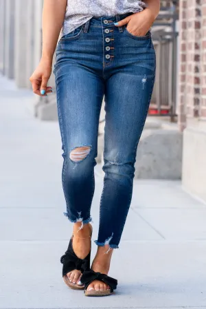 Karlianne High Rise Button Fly Skinny