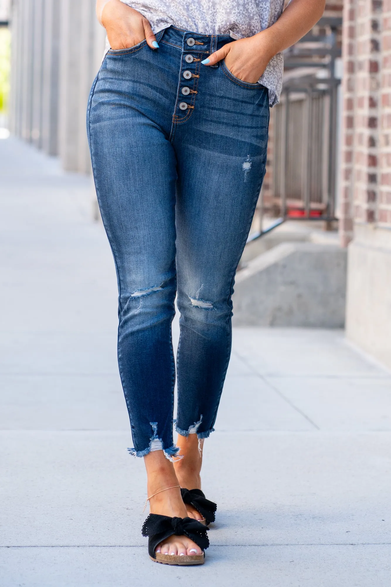 Karlianne High Rise Button Fly Skinny