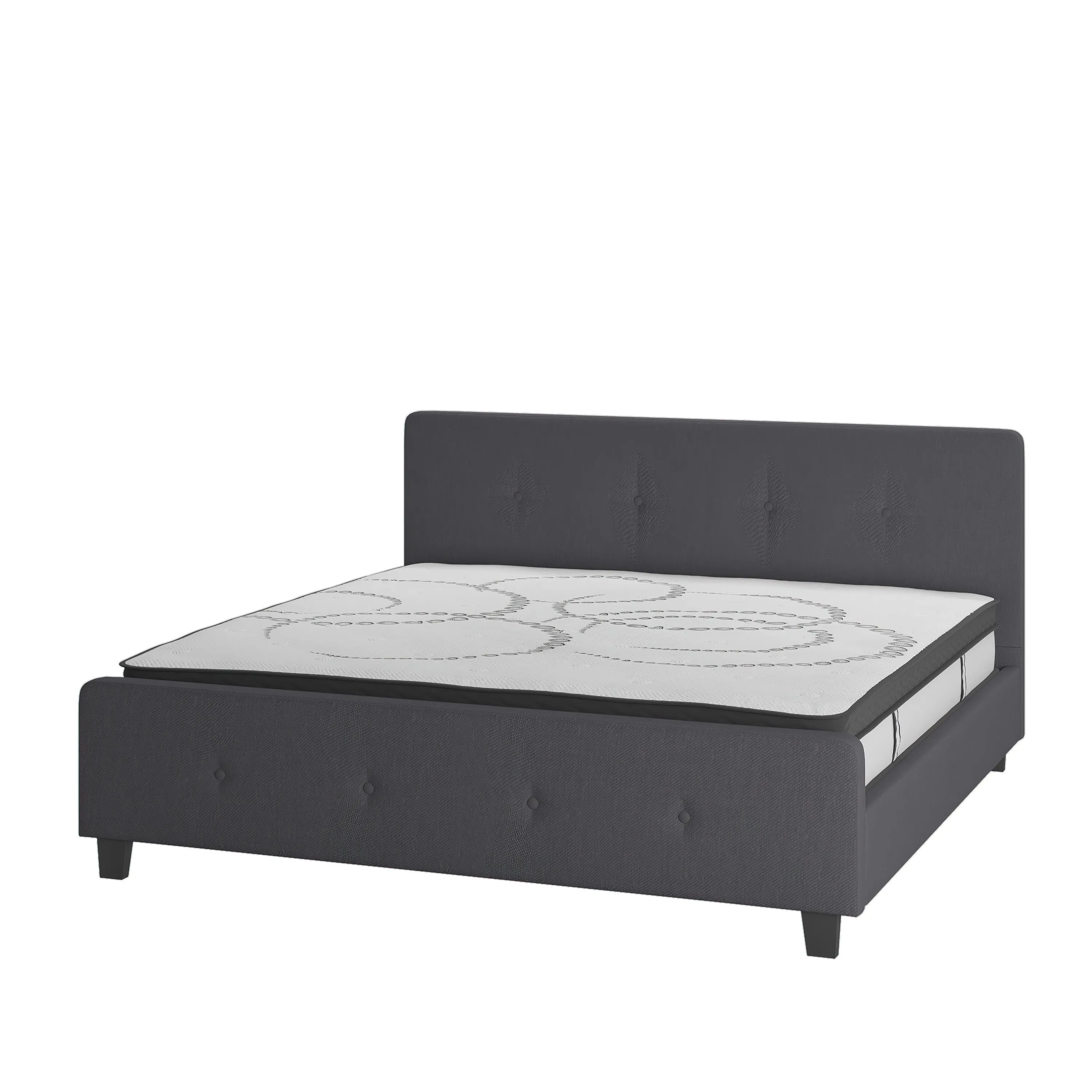 King Platform Bed Set-Gray HG-BM10-32-GG