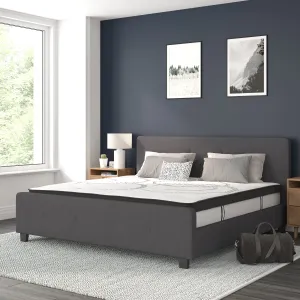 King Platform Bed Set-Gray HG-BM10-32-GG