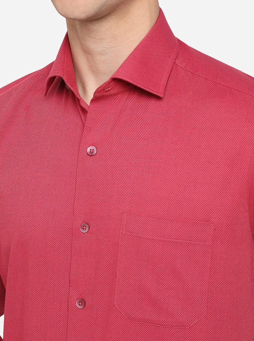 Light Red Solid Slim Fit Formal Shirt | Metal