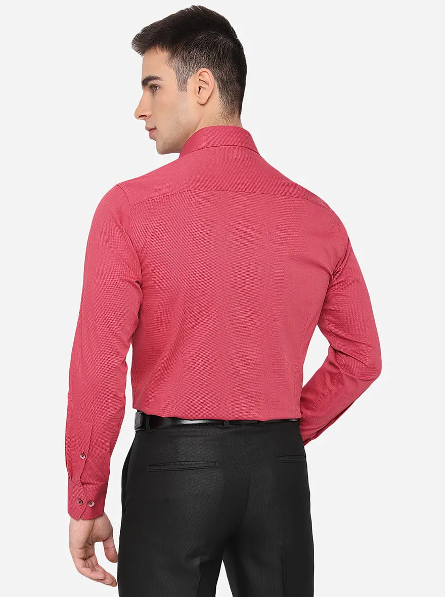 Light Red Solid Slim Fit Formal Shirt | Metal