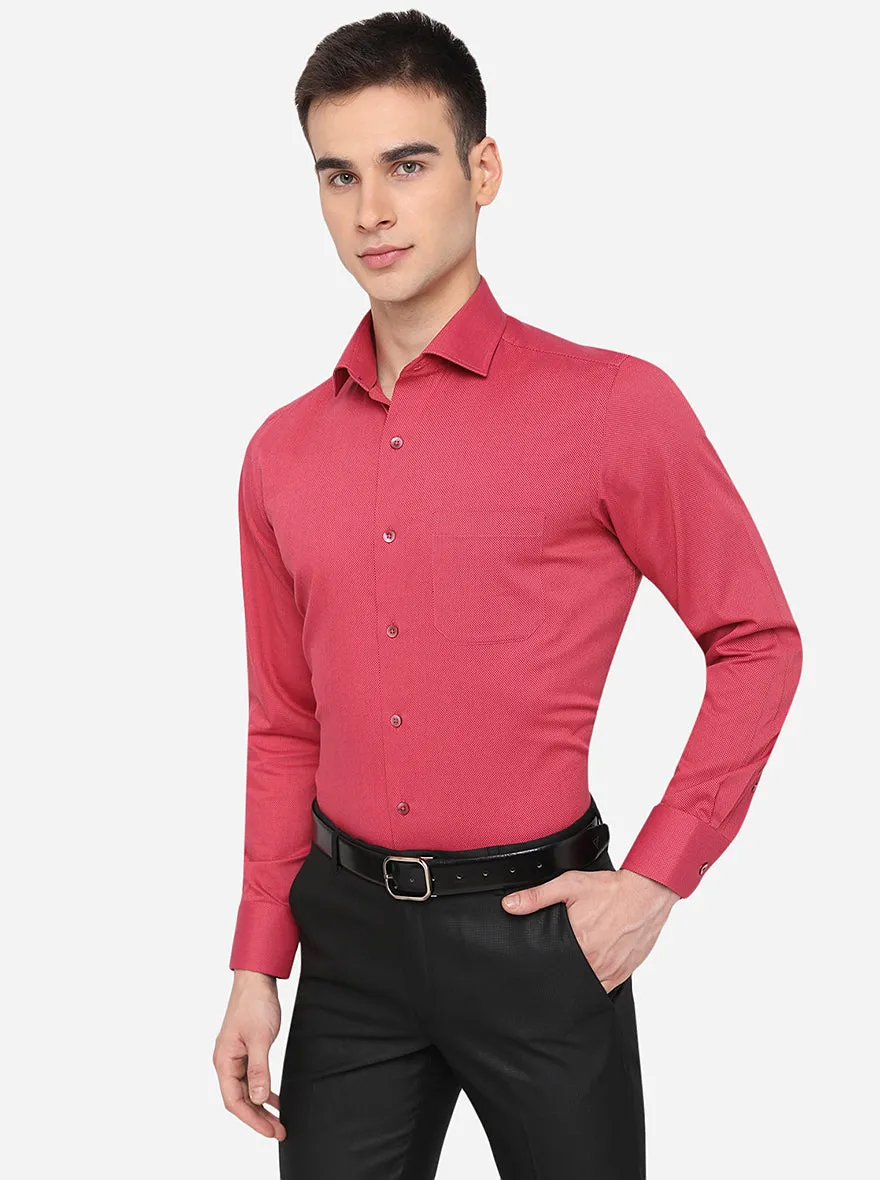 Light Red Solid Slim Fit Formal Shirt | Metal
