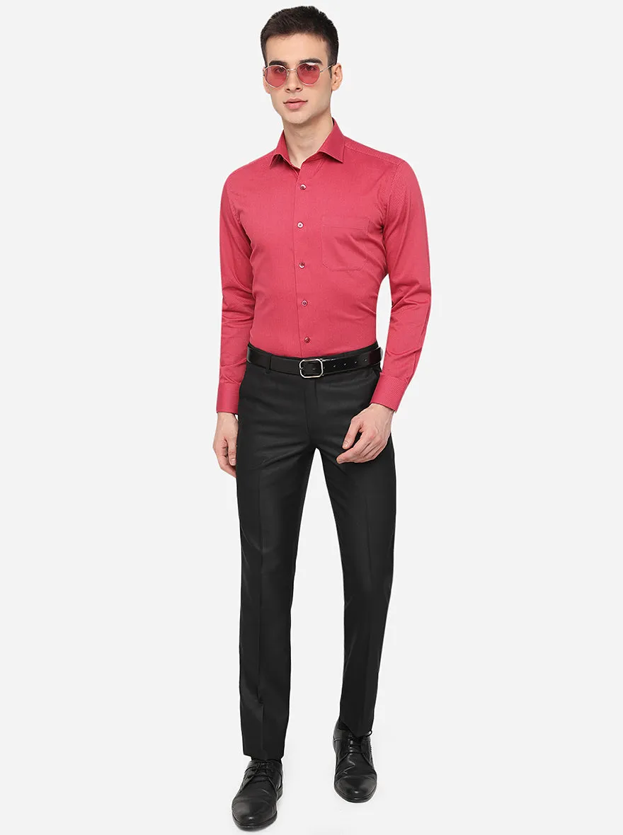 Light Red Solid Slim Fit Formal Shirt | Metal