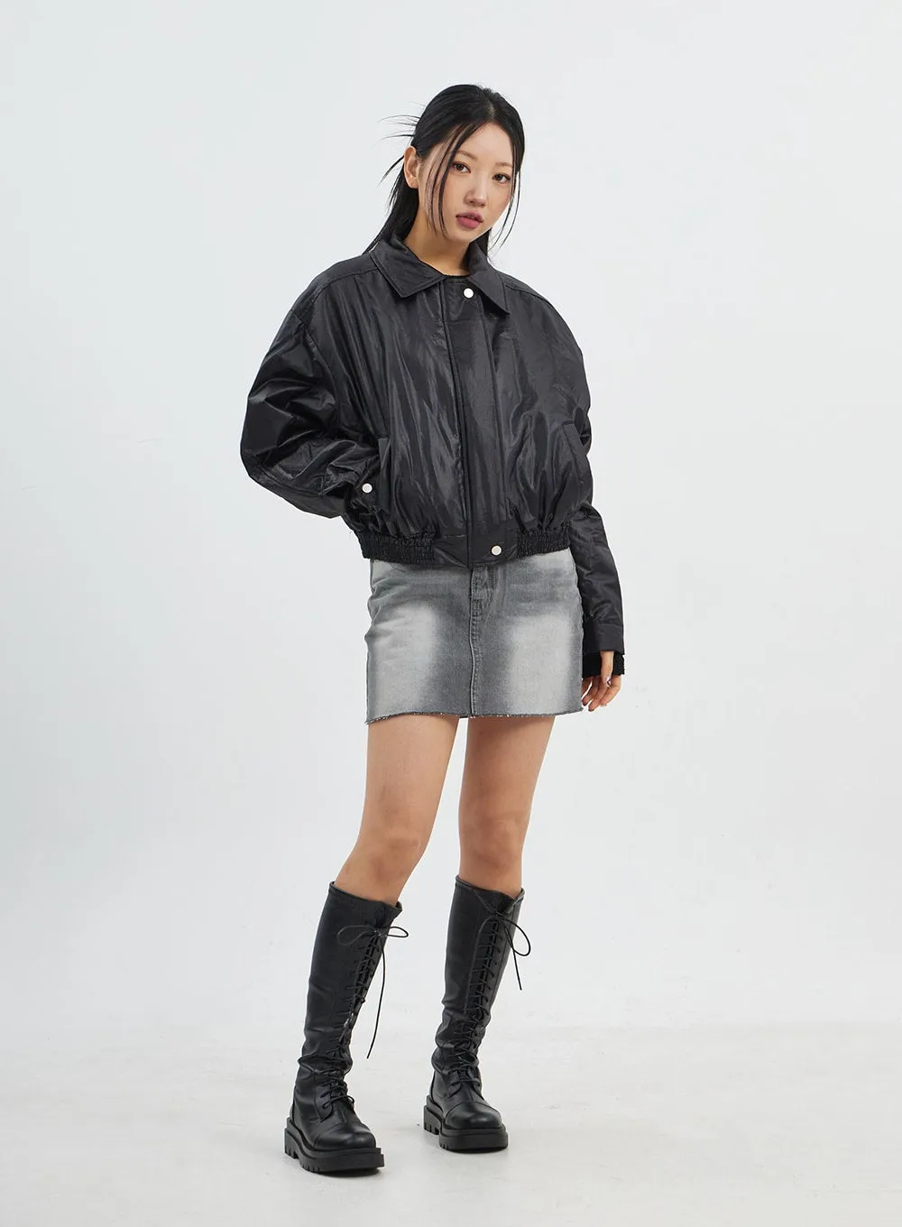 Light Wash Denim Mini Skirt CJ318