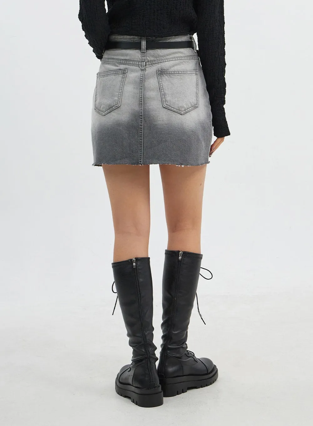 Light Wash Denim Mini Skirt CJ318