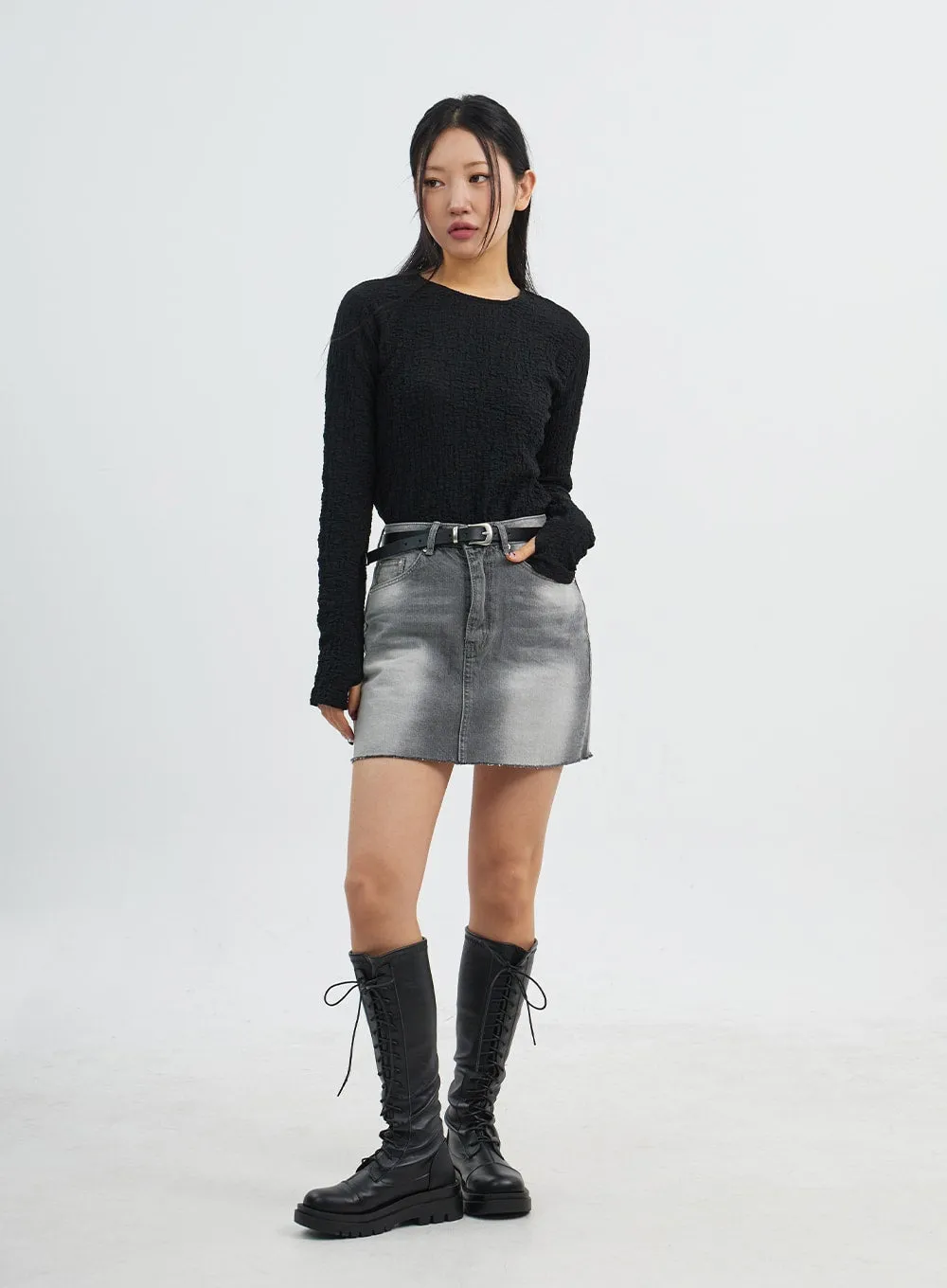 Light Wash Denim Mini Skirt CJ318