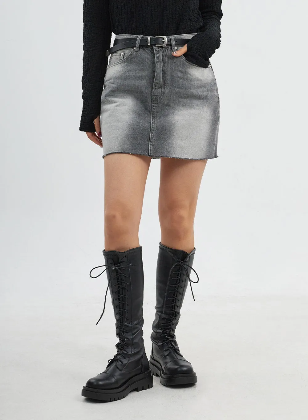 Light Wash Denim Mini Skirt CJ318