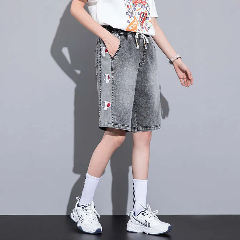M-8XL large size denim shorts male 2021 summer new men's jeans Korean version of youth casual five pants
