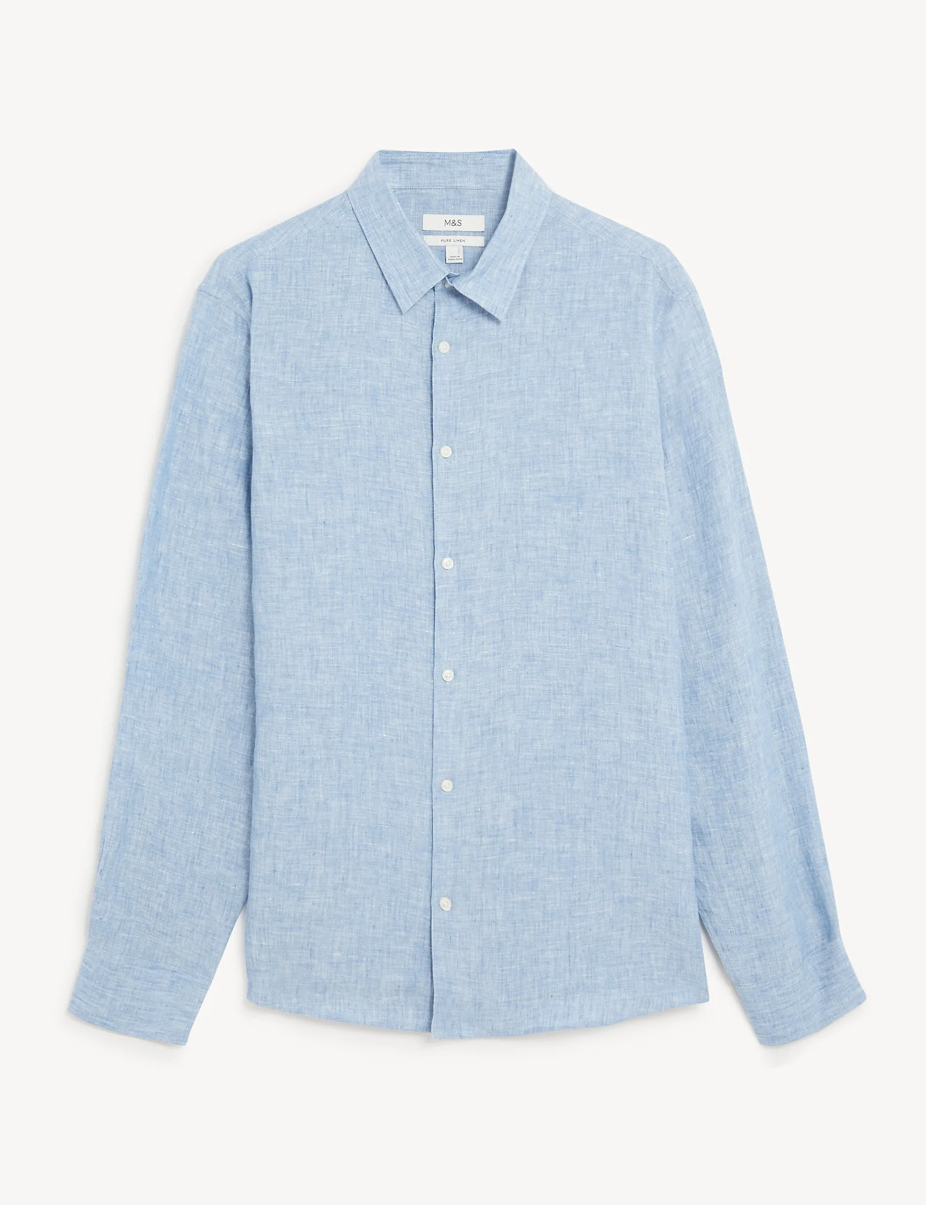 Marks & Spencer Pure Linen Shirt, Light Blue