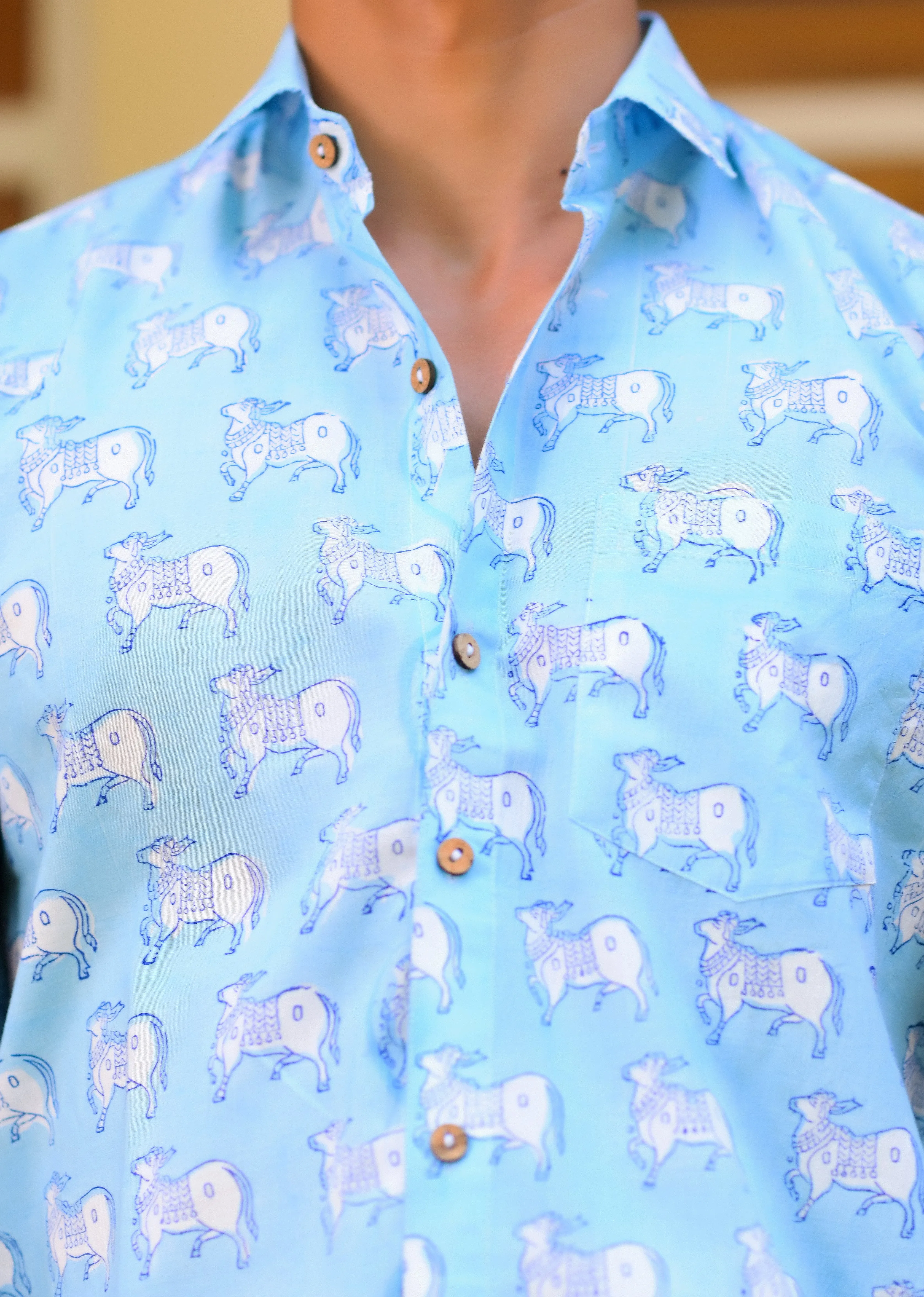 Men Blue Comfort Floral Opaque Printed Casual Shirt
