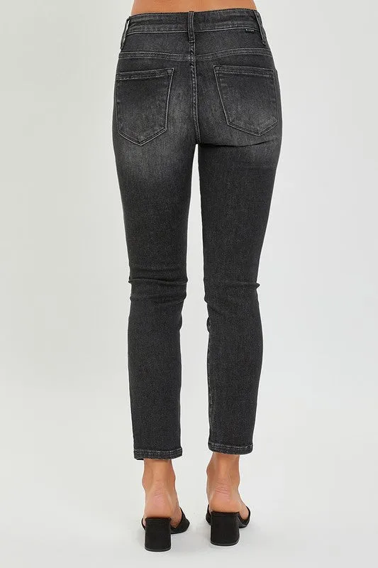 Mid Rise Side Slit Ankle Jeans