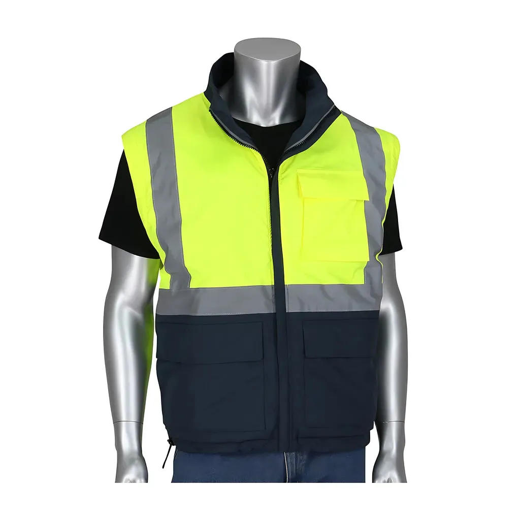 PIP 333-1500-R/M ANSI Type R Class 3 4-in-1 Reversible Dark Gray Bottom Multi-Seasonal Windbreaker with Detachable Sleeves