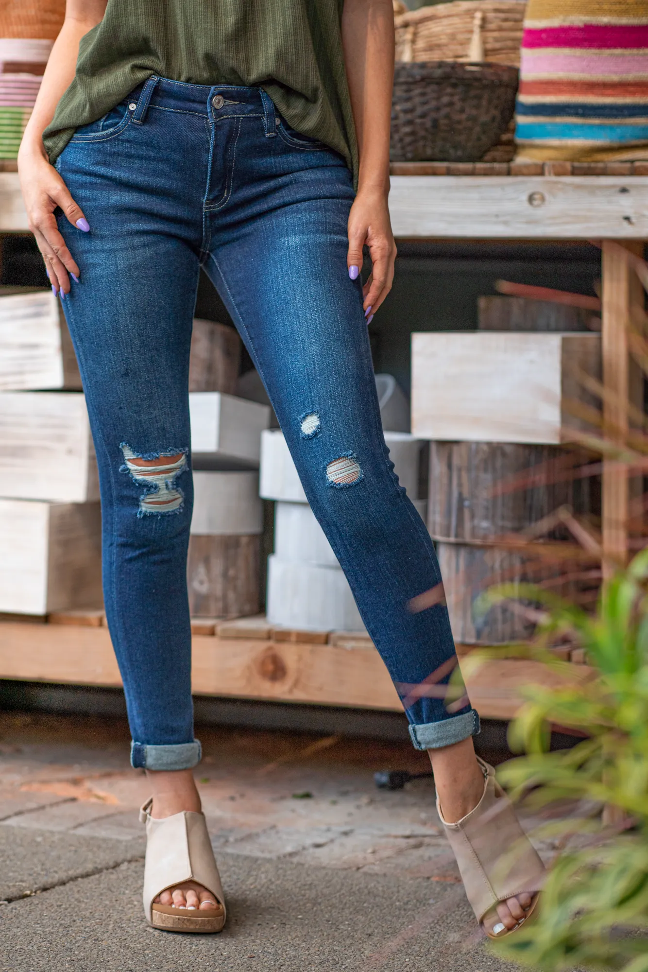 Plus Size Aurora Mid Rise Cuffed Hem Skinny