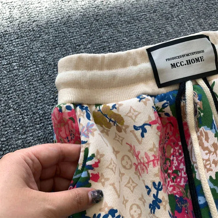 Plus Size Floral Printed Sweat Pants