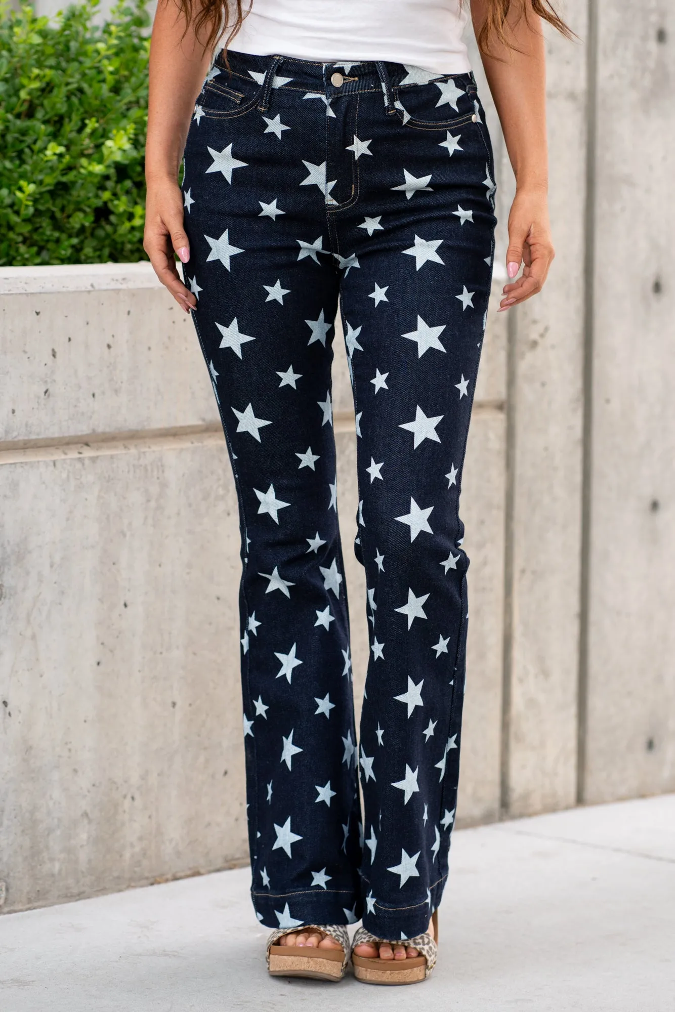 Plus Size Stars All Over High Rise Flare