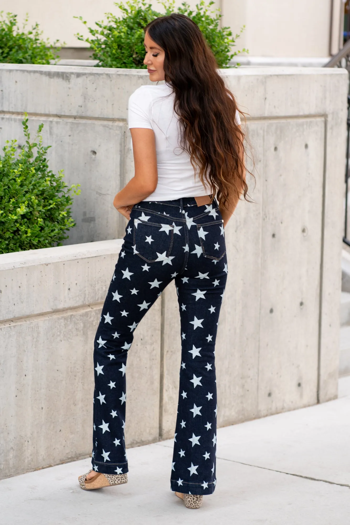 Plus Size Stars All Over High Rise Flare
