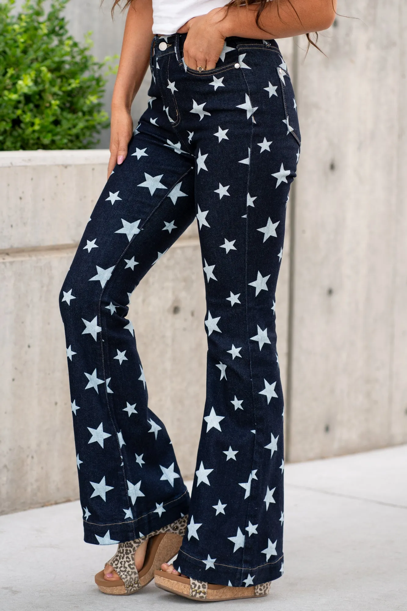 Plus Size Stars All Over High Rise Flare
