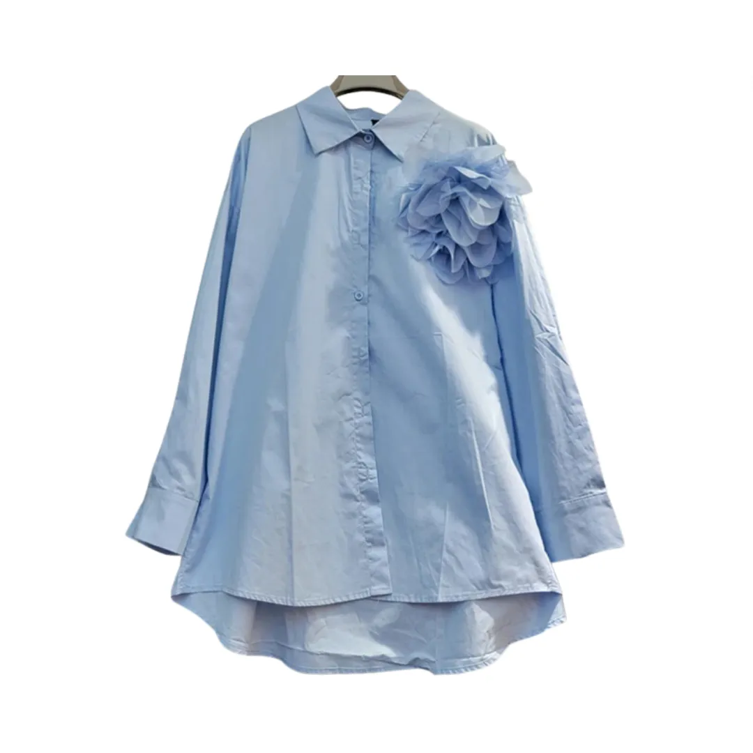 Pre Order:  Three Dimensional Flower Loose Long Sleeved Shirt
