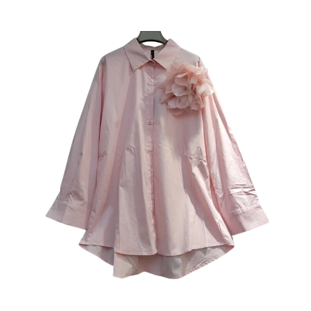Pre Order:  Three Dimensional Flower Loose Long Sleeved Shirt