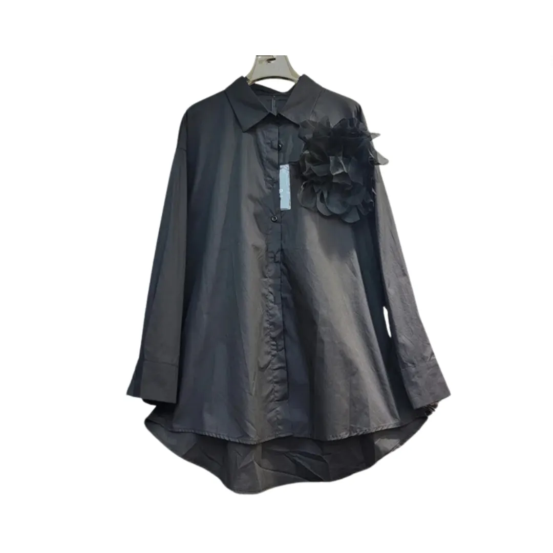 Pre Order:  Three Dimensional Flower Loose Long Sleeved Shirt