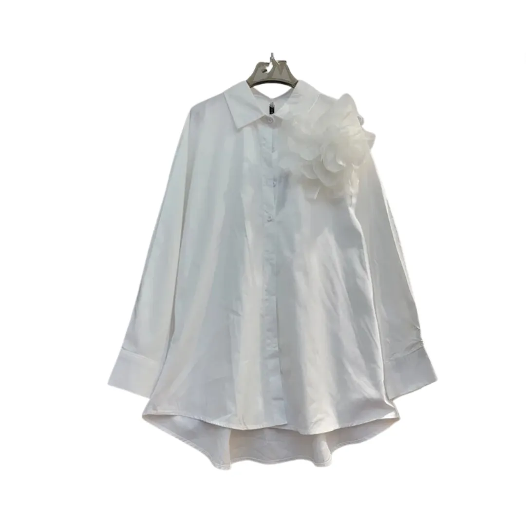Pre Order:  Three Dimensional Flower Loose Long Sleeved Shirt