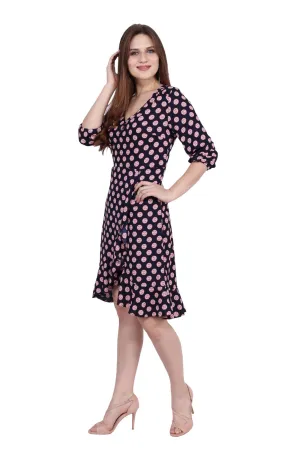 Purple Geometric Printed Asymmetric Dress