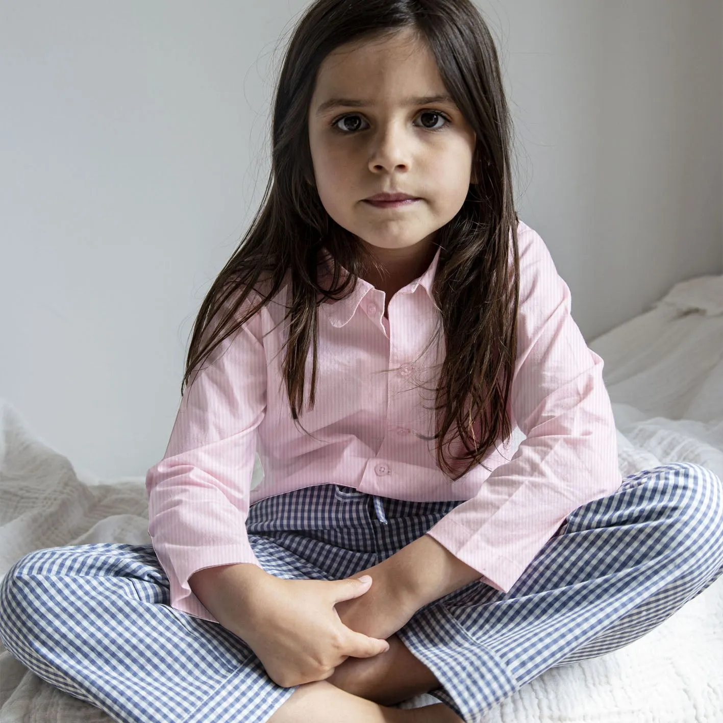 PYJAMAS PANTS // KIDS // BLUE CHECKS COTTON POPLIN