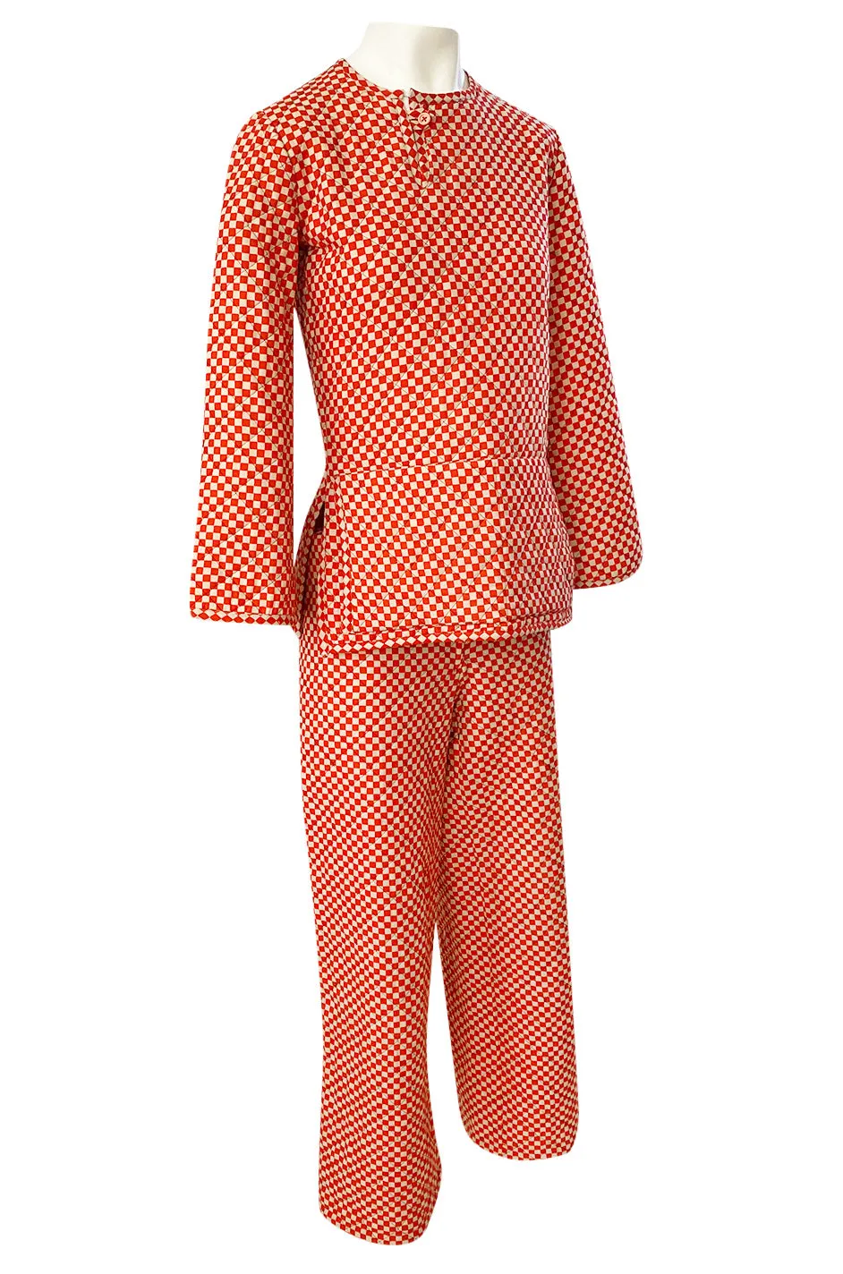 Rare 1971 Marion Foale and Sally Tuffin Red & White Check 'Pajama' Pant Set