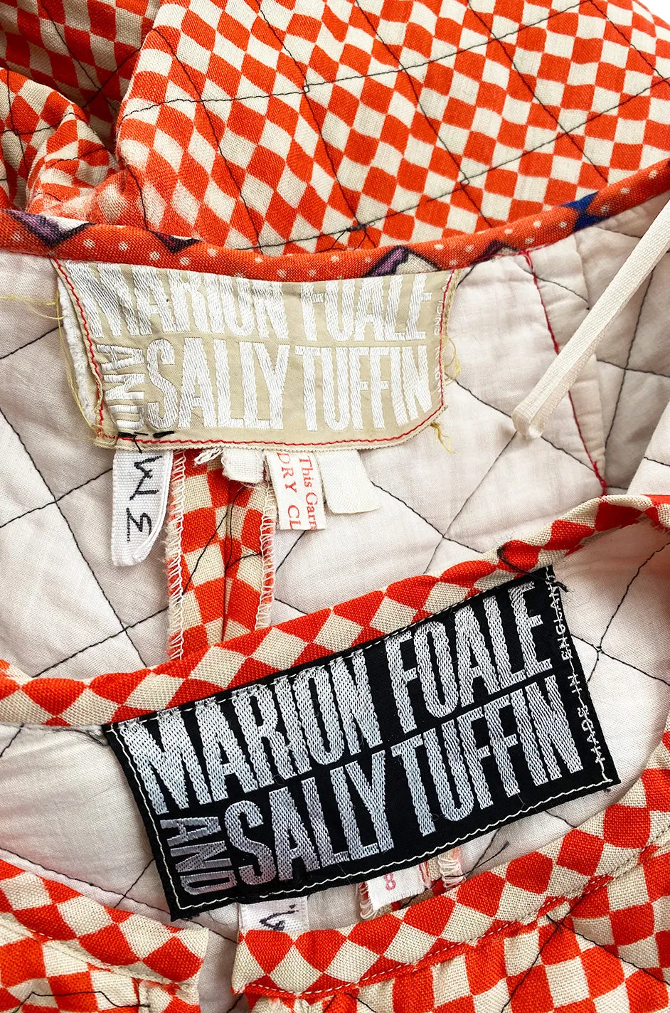 Rare 1971 Marion Foale and Sally Tuffin Red & White Check 'Pajama' Pant Set