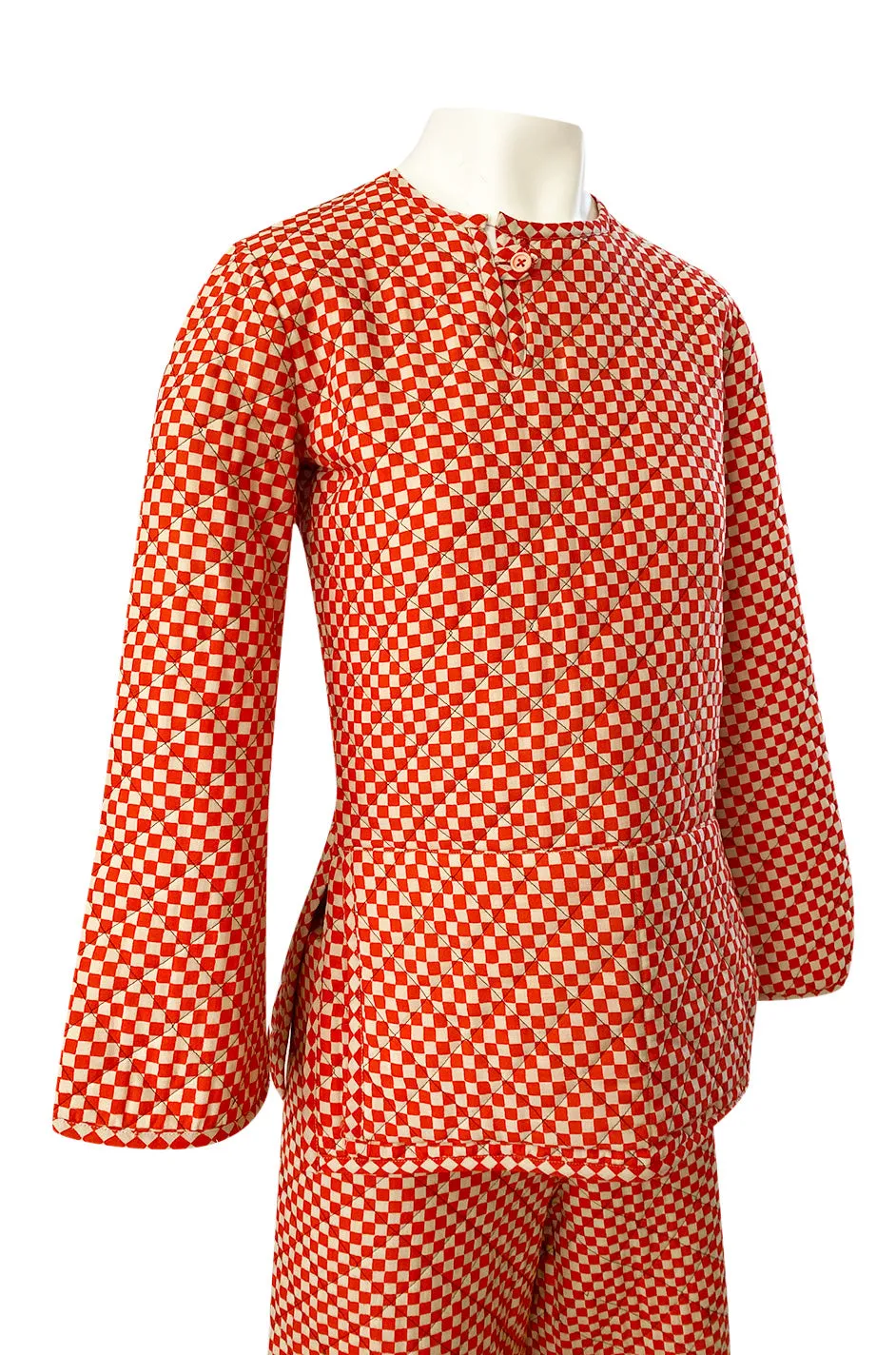 Rare 1971 Marion Foale and Sally Tuffin Red & White Check 'Pajama' Pant Set