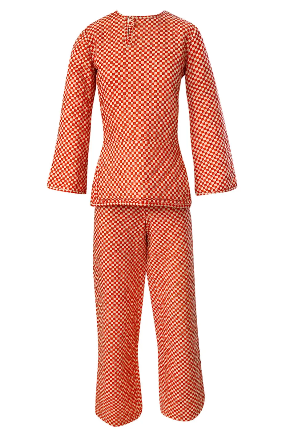 Rare 1971 Marion Foale and Sally Tuffin Red & White Check 'Pajama' Pant Set