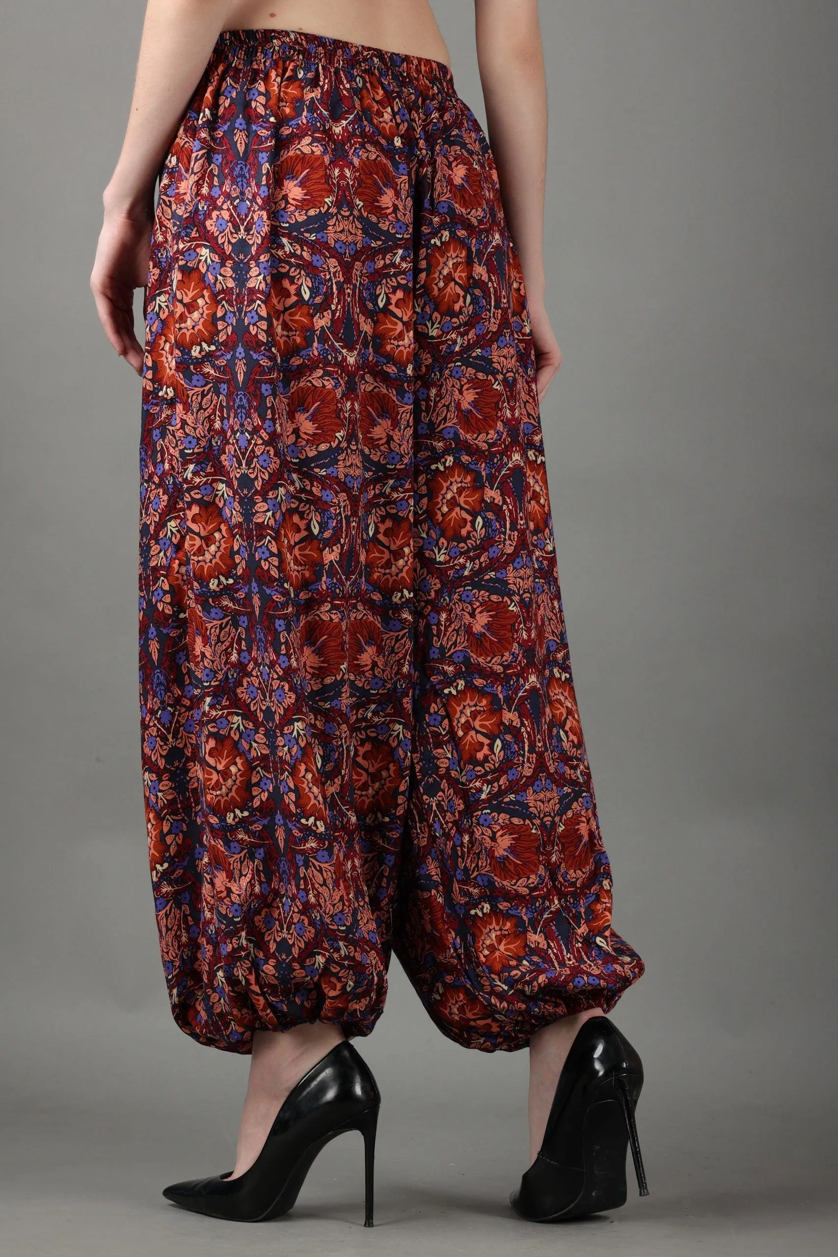 Red Floral Printed Harem Pants