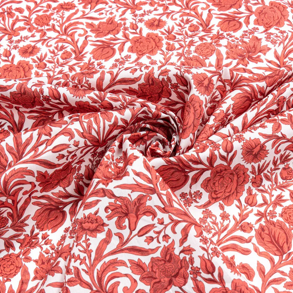 Red Floral Printed 'Sambourne' Liberty Tana Lawn