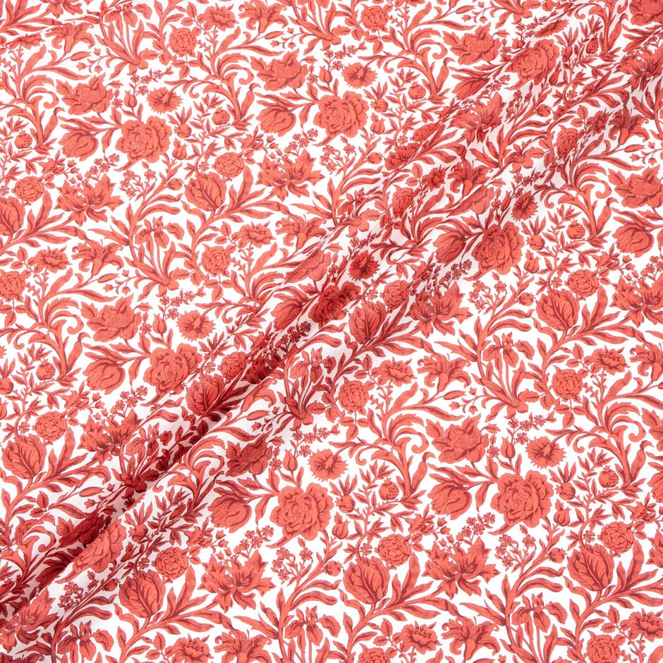 Red Floral Printed 'Sambourne' Liberty Tana Lawn