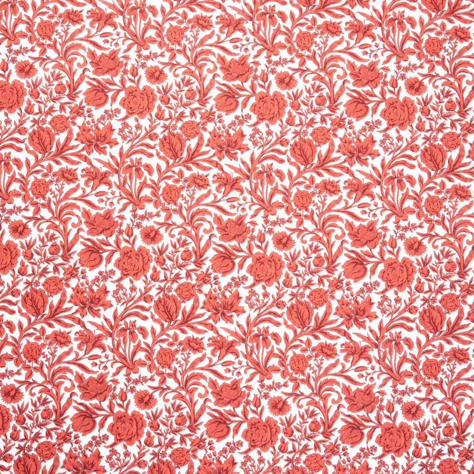 Red Floral Printed 'Sambourne' Liberty Tana Lawn