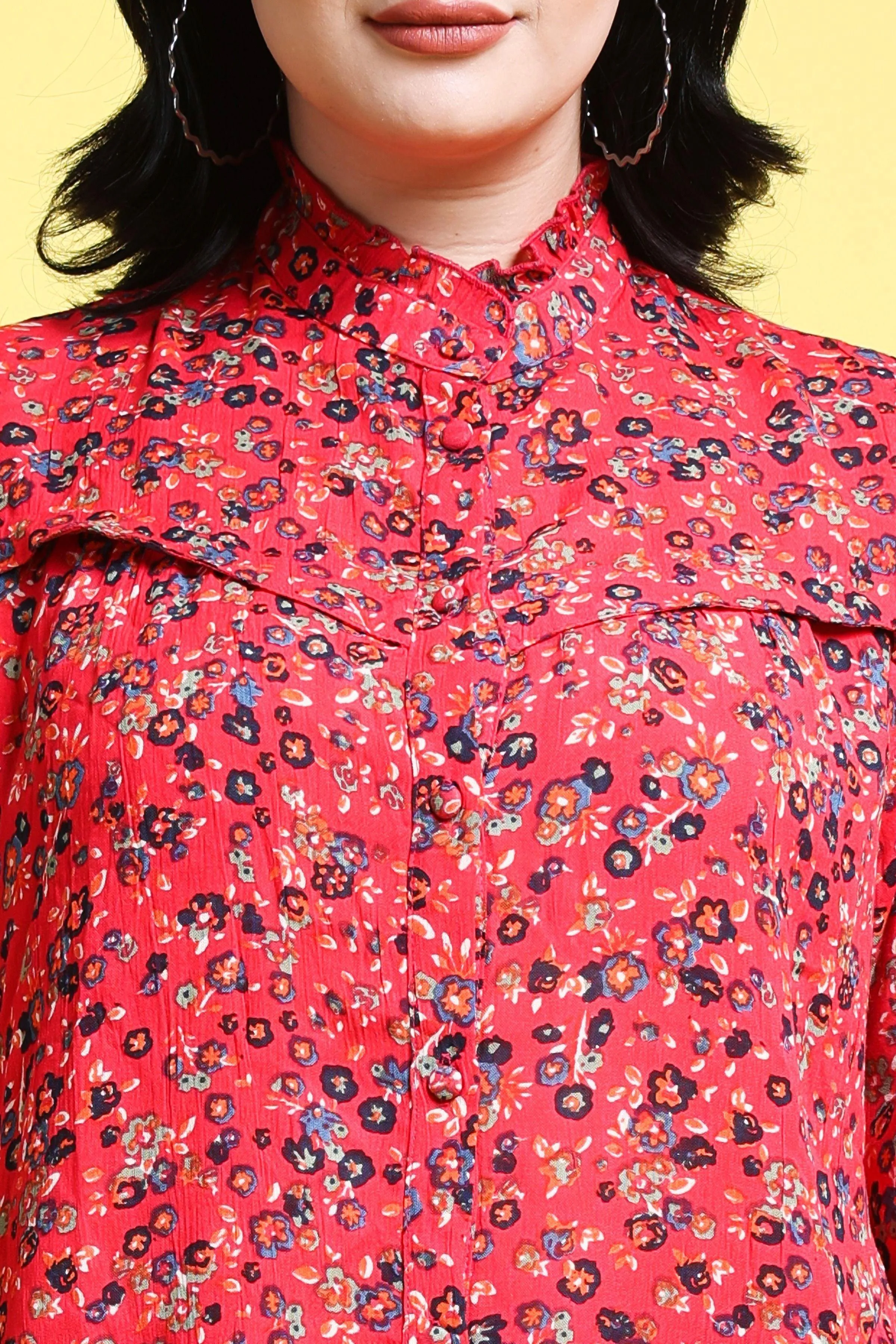 Red Floral Printed Shirt