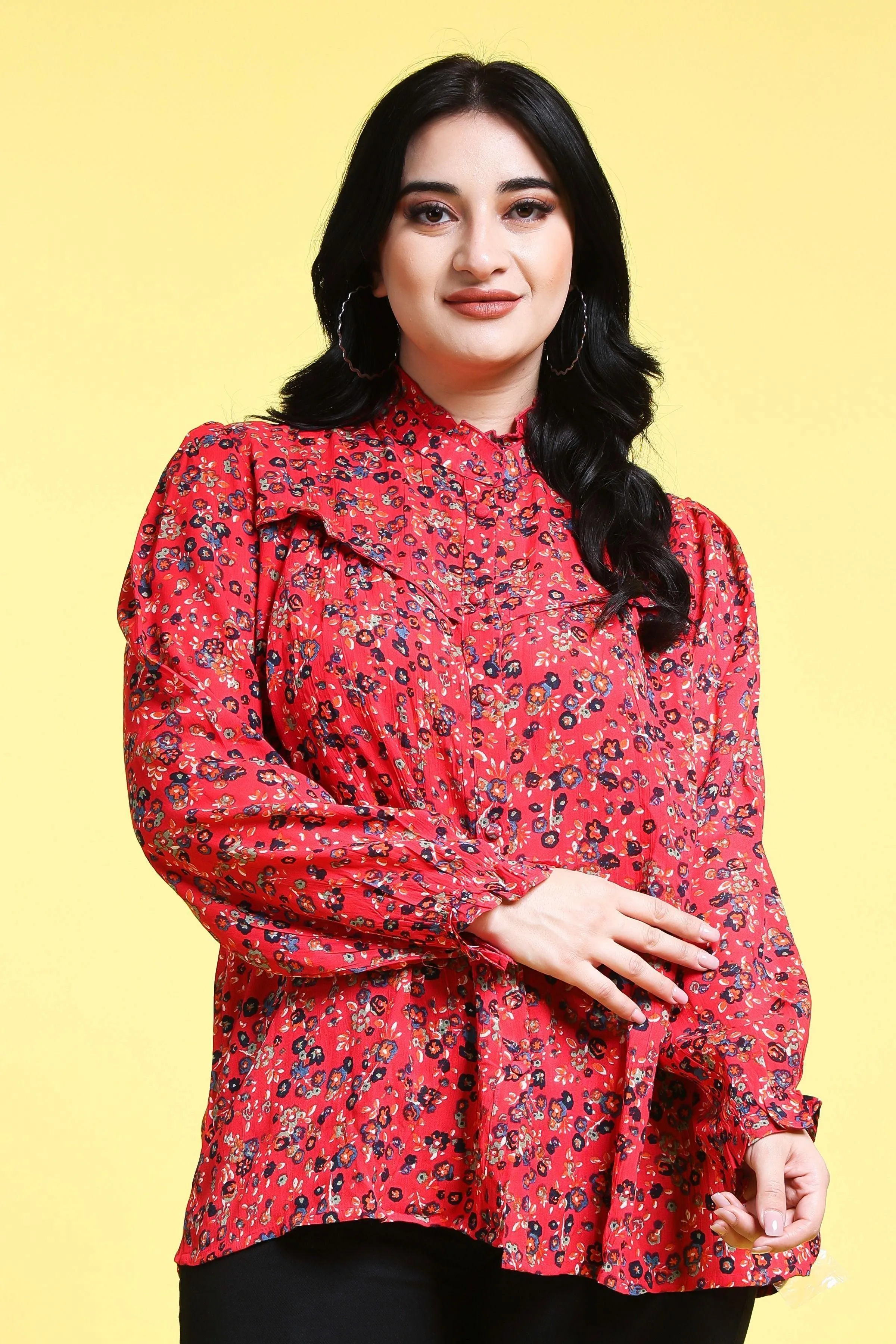 Red Floral Printed Shirt