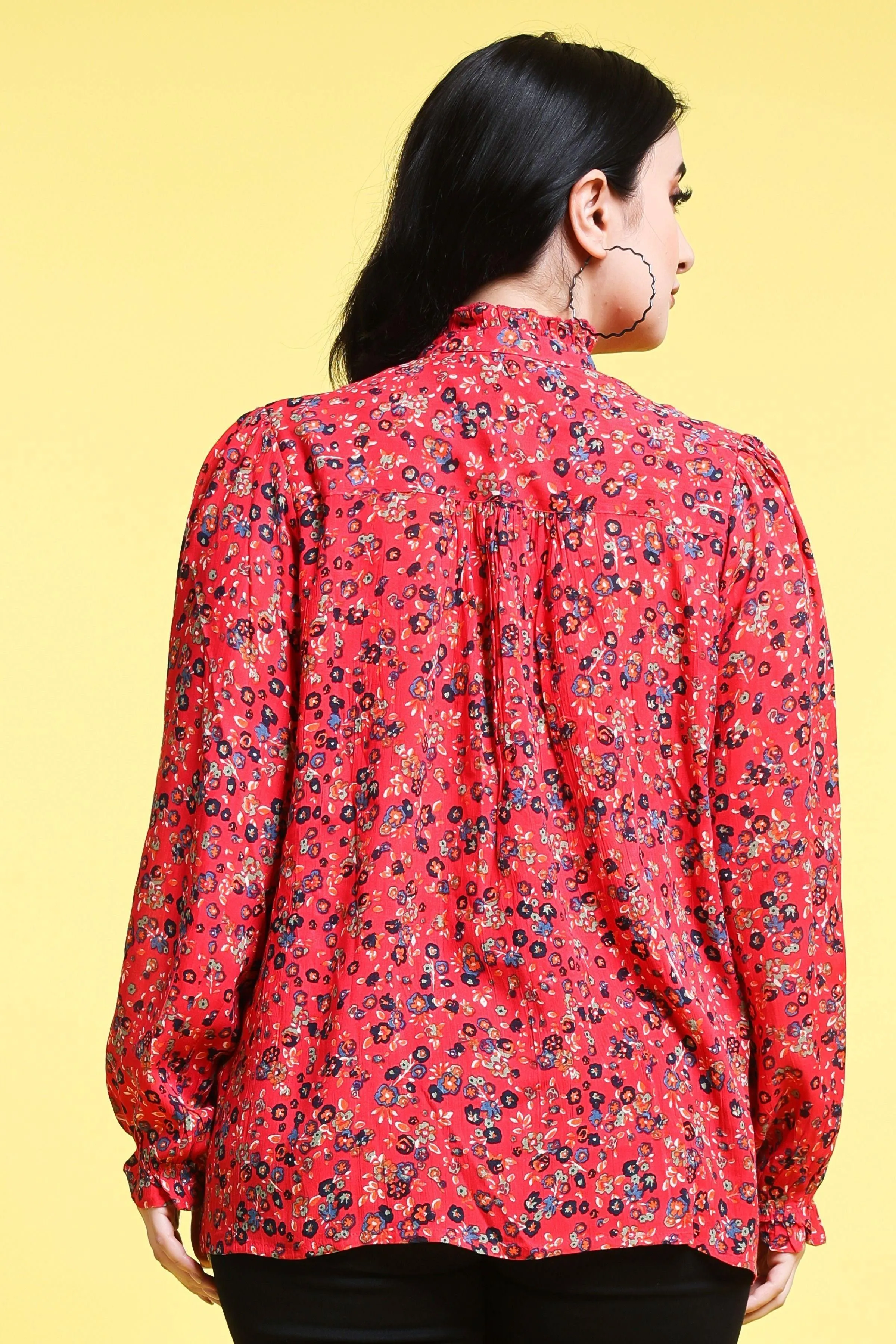 Red Floral Printed Shirt