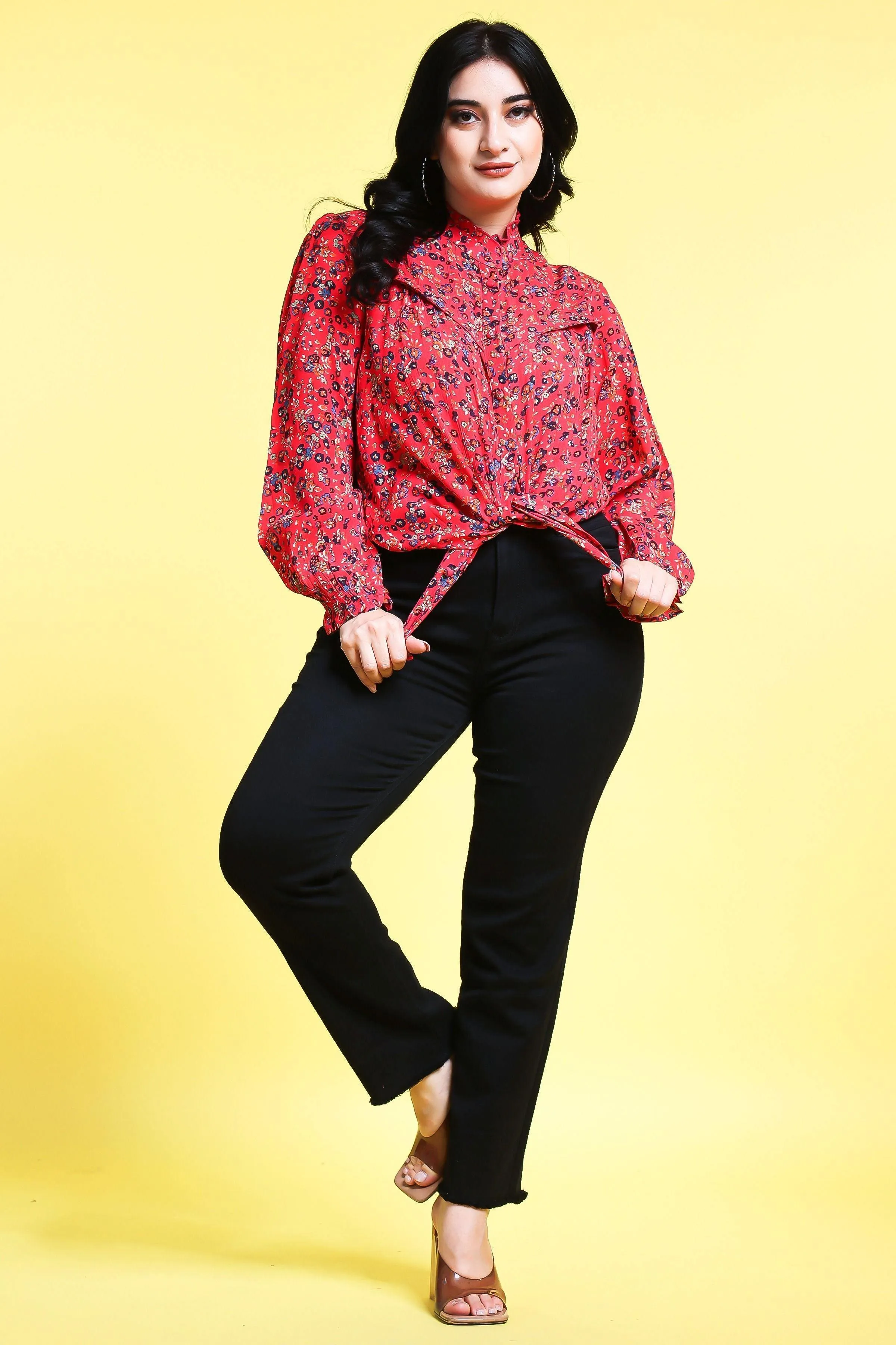 Red Floral Printed Shirt