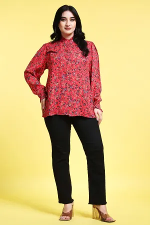 Red Floral Printed Shirt