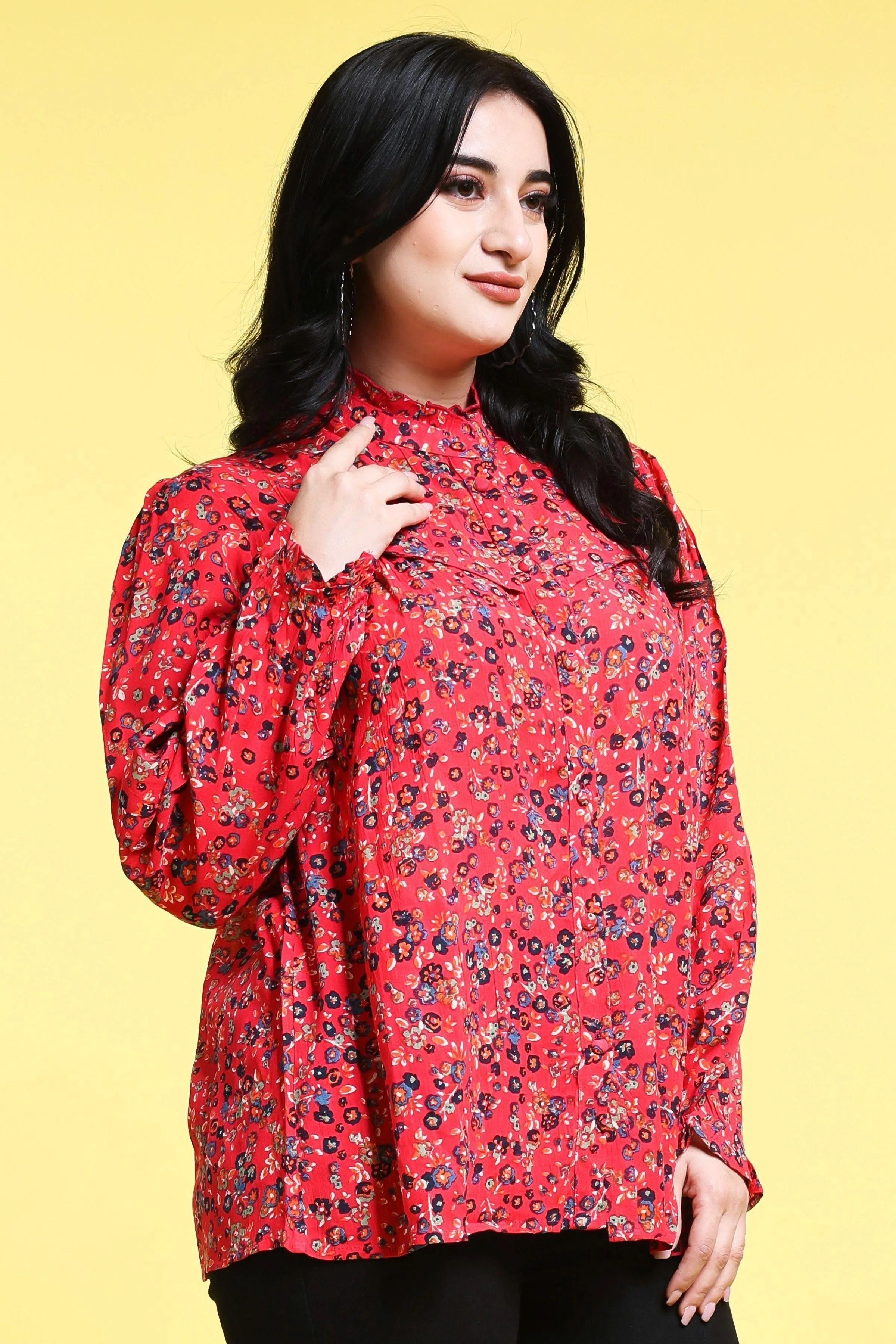 Red Floral Printed Shirt