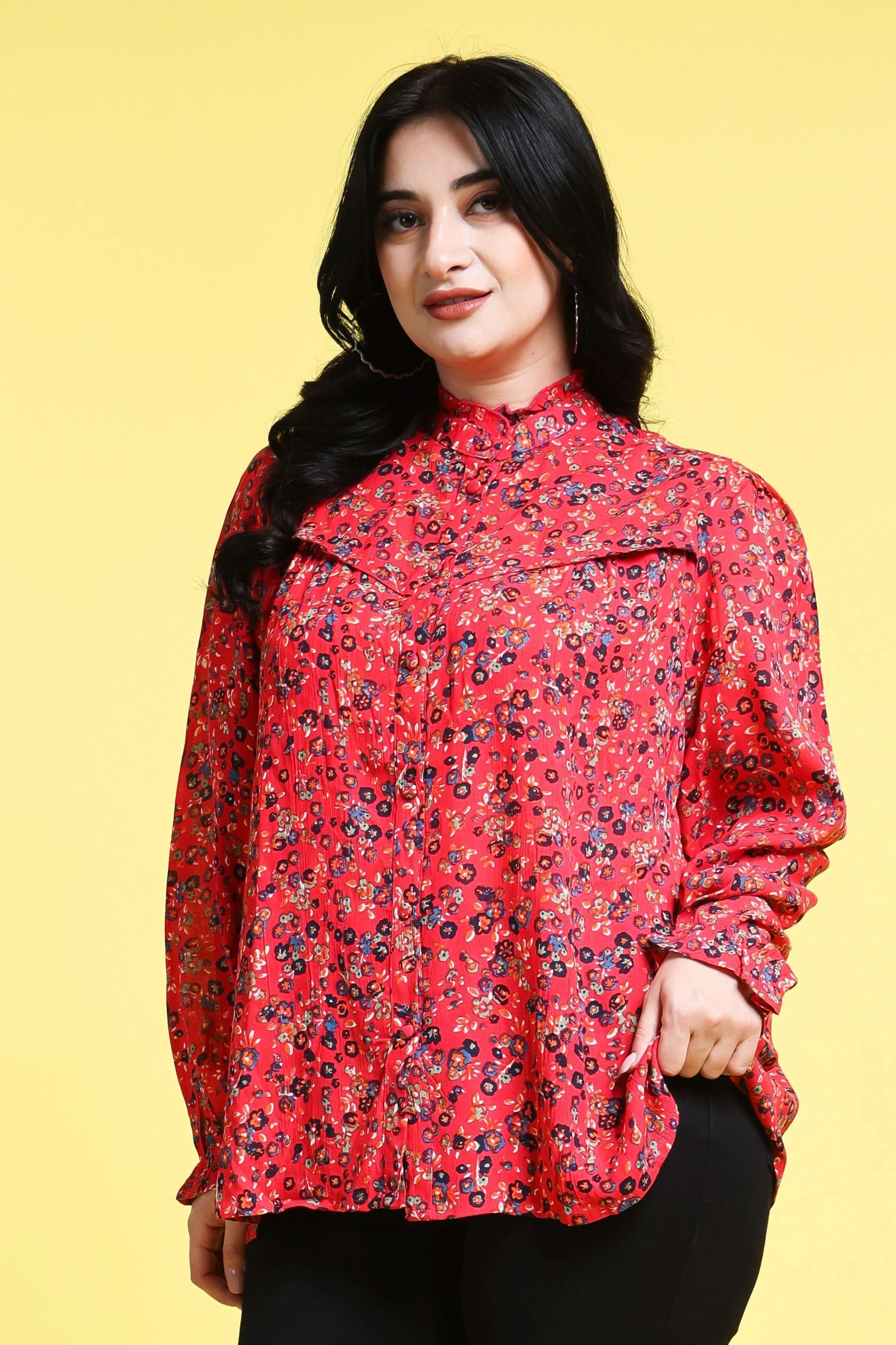 Red Floral Printed Shirt